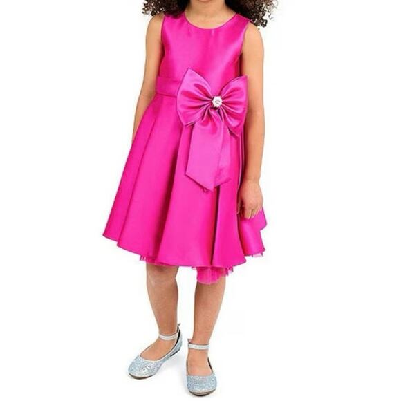 Rare EditionsLittle Girls Sleeveless Pleated Mikado Fit-And-Flare Dress - Picture 6 of 6